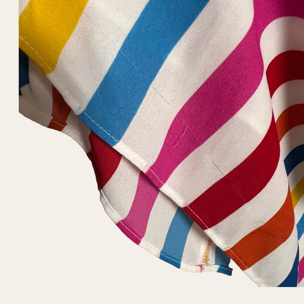 Color Me Courtney Taira Multicolor Striped Short Sleeve Wrap Midi Dress Size S - Picture 11 of 15